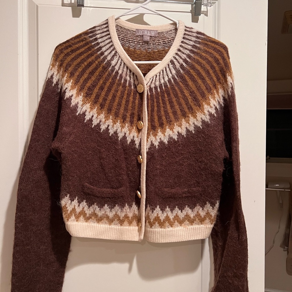 J. Crew Brown and Cream Women's Sweater